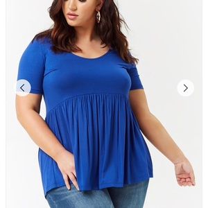 F21 blue babydoll top